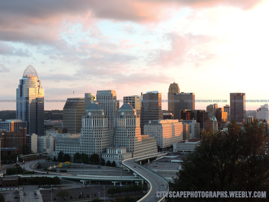 Picture, Cincinnati, city, skyline, cityscape, downtown, Ohio, buildings, architecture, skyscrapers, photograph, photography, USA, river, Mount Adams